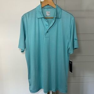 Men's Golf Short Sleeve Stripe Opti Dry Stretch Sun Protection Polo Shirt Size M